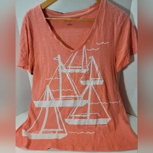 Tommy Bahama Orange and White Short Sleeve Tee